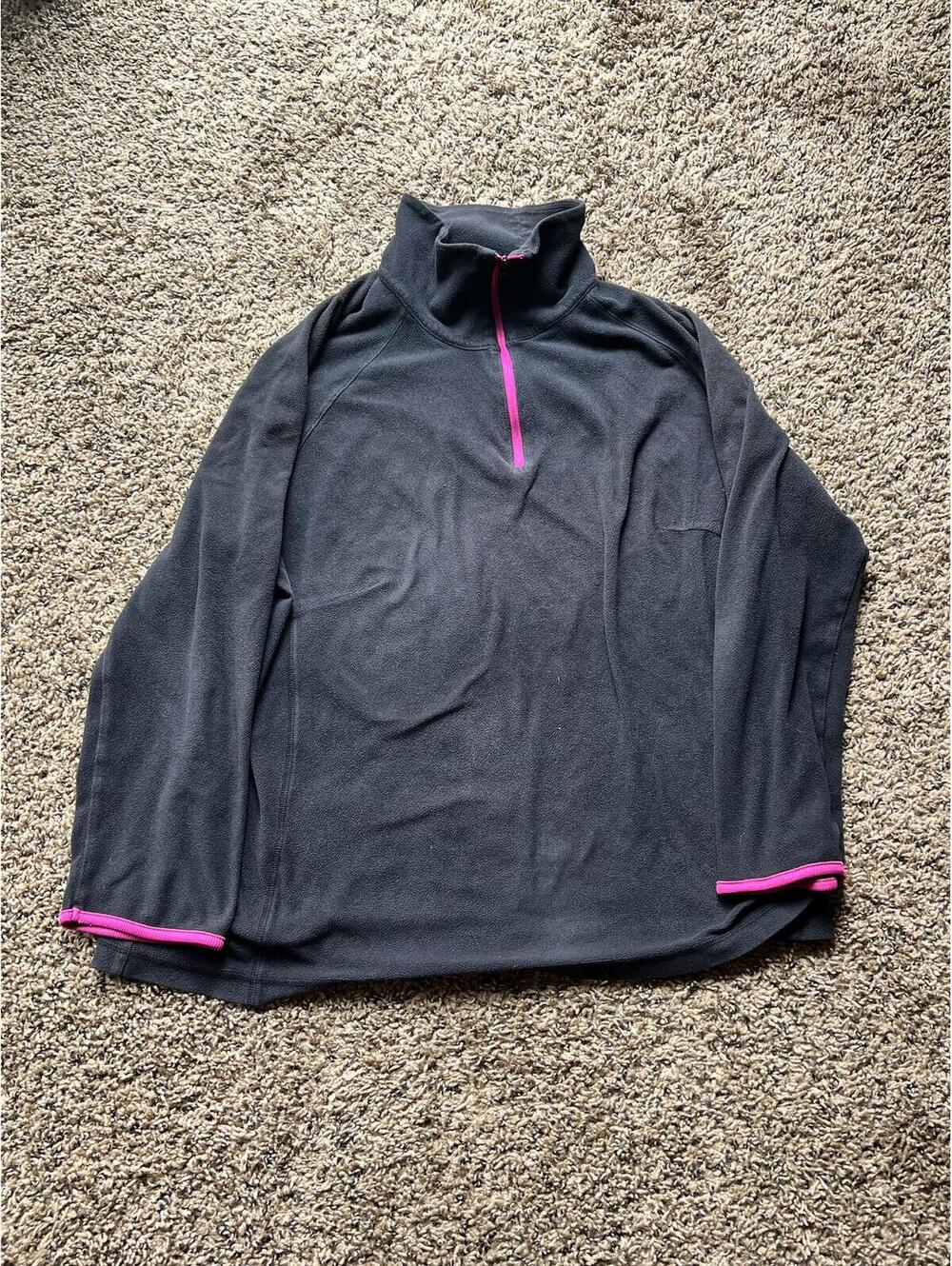 Columbia Women's Fleece Pullover 1/4 Zip Jacket 2X Gray with Pink Trim Women